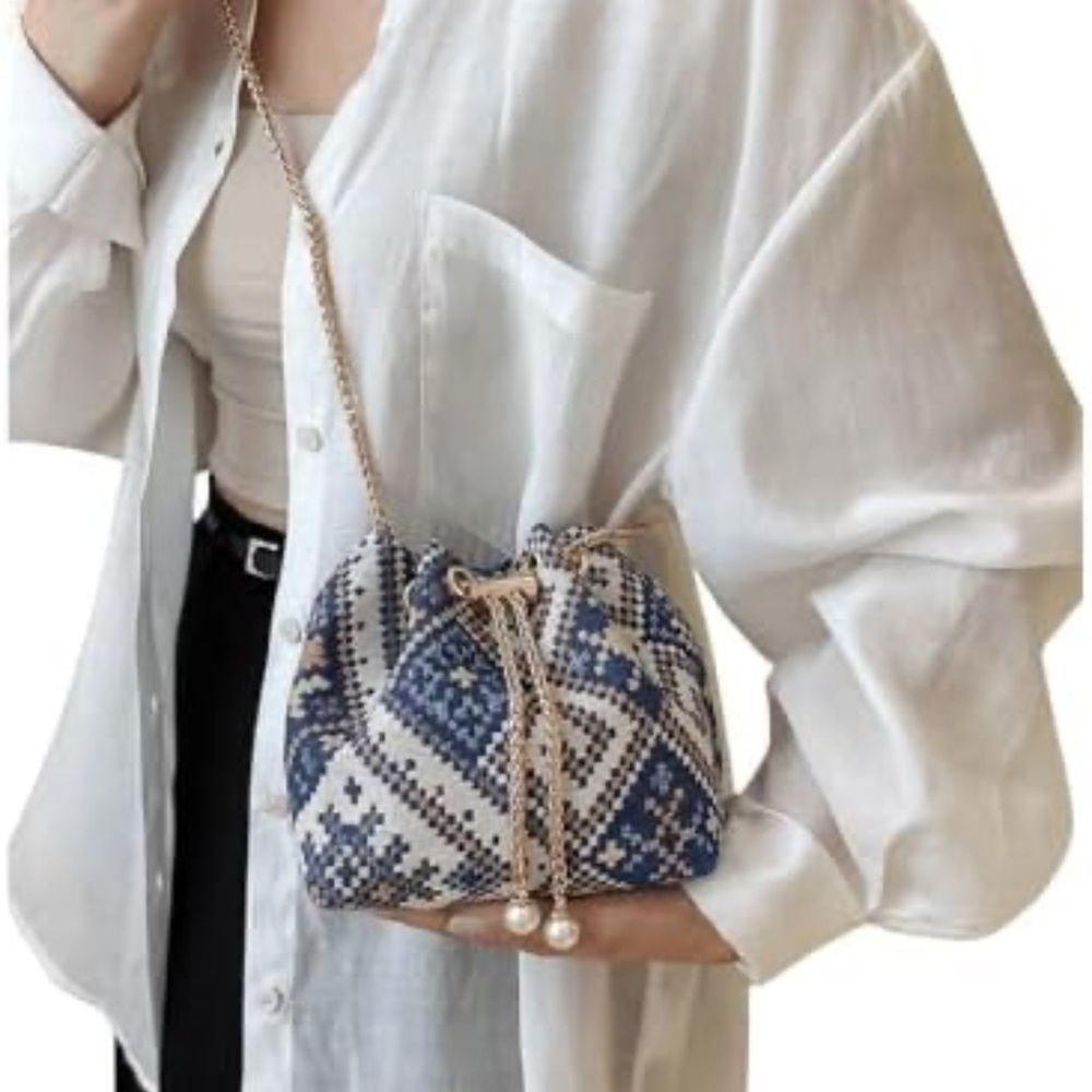 Mini Plaid Print Drawstring crossbody Bags